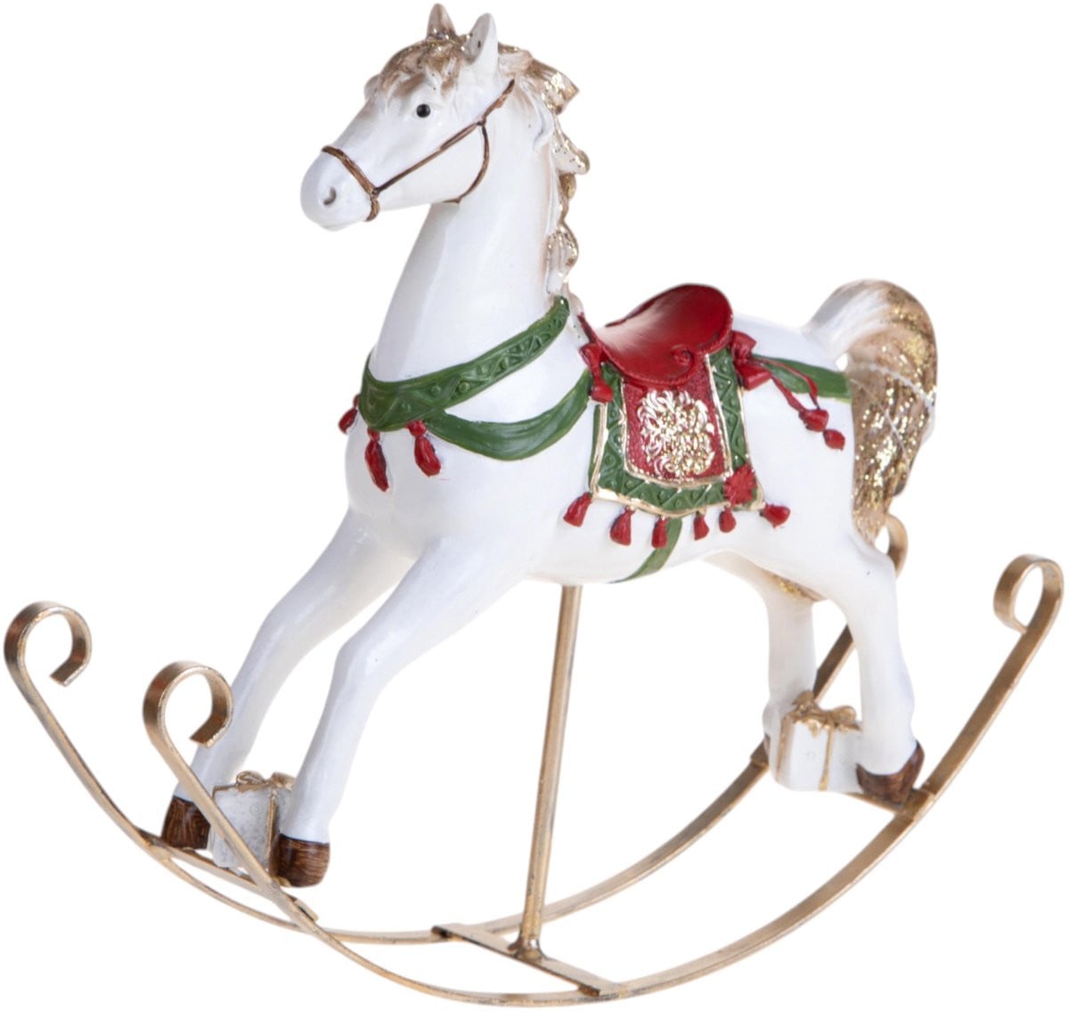 Bianchidino Schommelpaard Kerst Rood/goud Hoogte: 23 cm