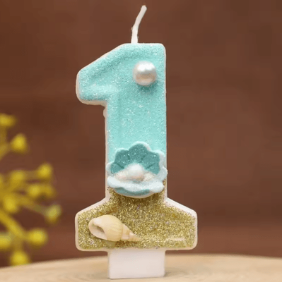 Inspire Picks Reusable Beach Theme Number Candles Ocean Birthday Cake Decorations For Yearly Celebrations number 1
