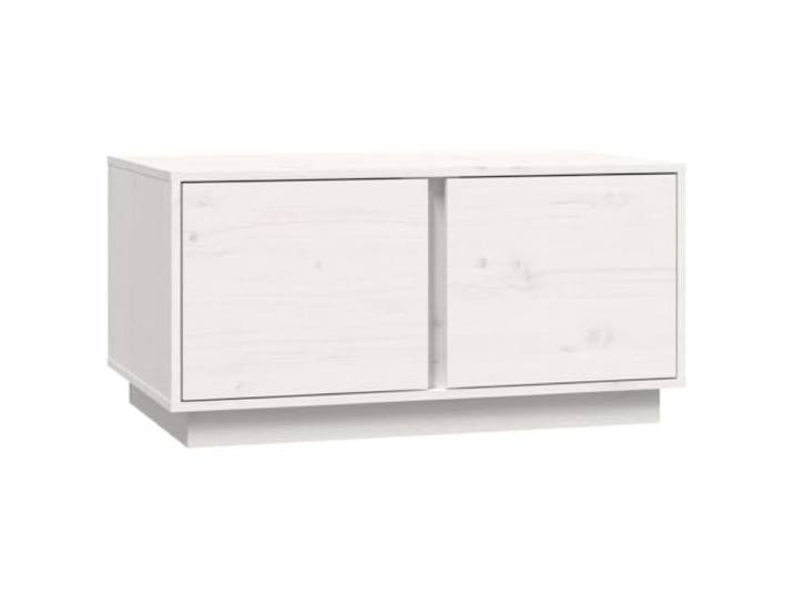 Favemtsl Couchtisch Massivholz Kiefer 80x50x40 cm Weiß mit Fach Tür Stilvoller Beistelltisch fürs Wohnzimmer aus echtem Kiefernholz. Mit geräumigen Fächern und Tür für ordentliche Aufbewahrung.