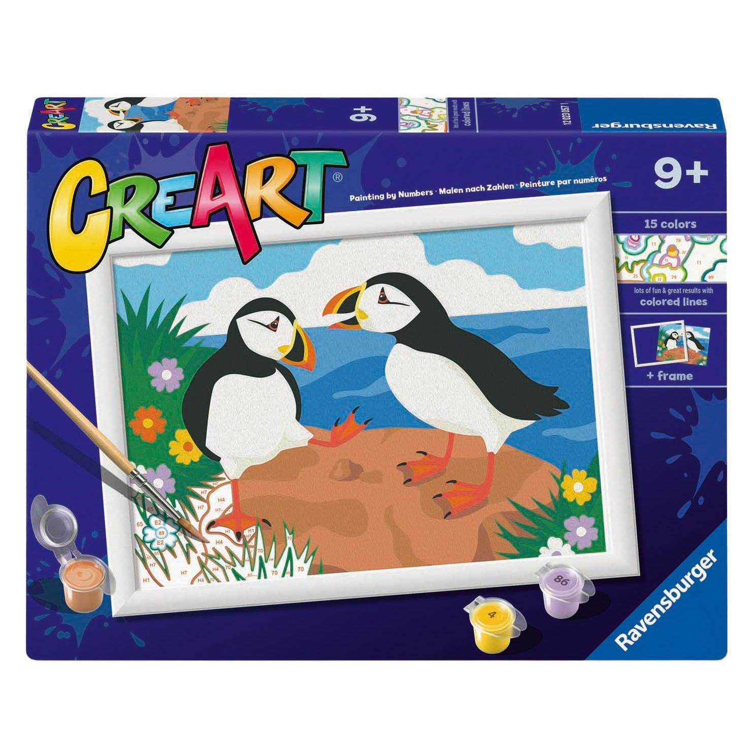Ravensburger CreArt, Malen nach Zahlen Kinder - Papageientaucher (12023057)
