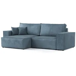 ECKSOFA CAVO mit Schlaffunktion Blau im Wind Stoff