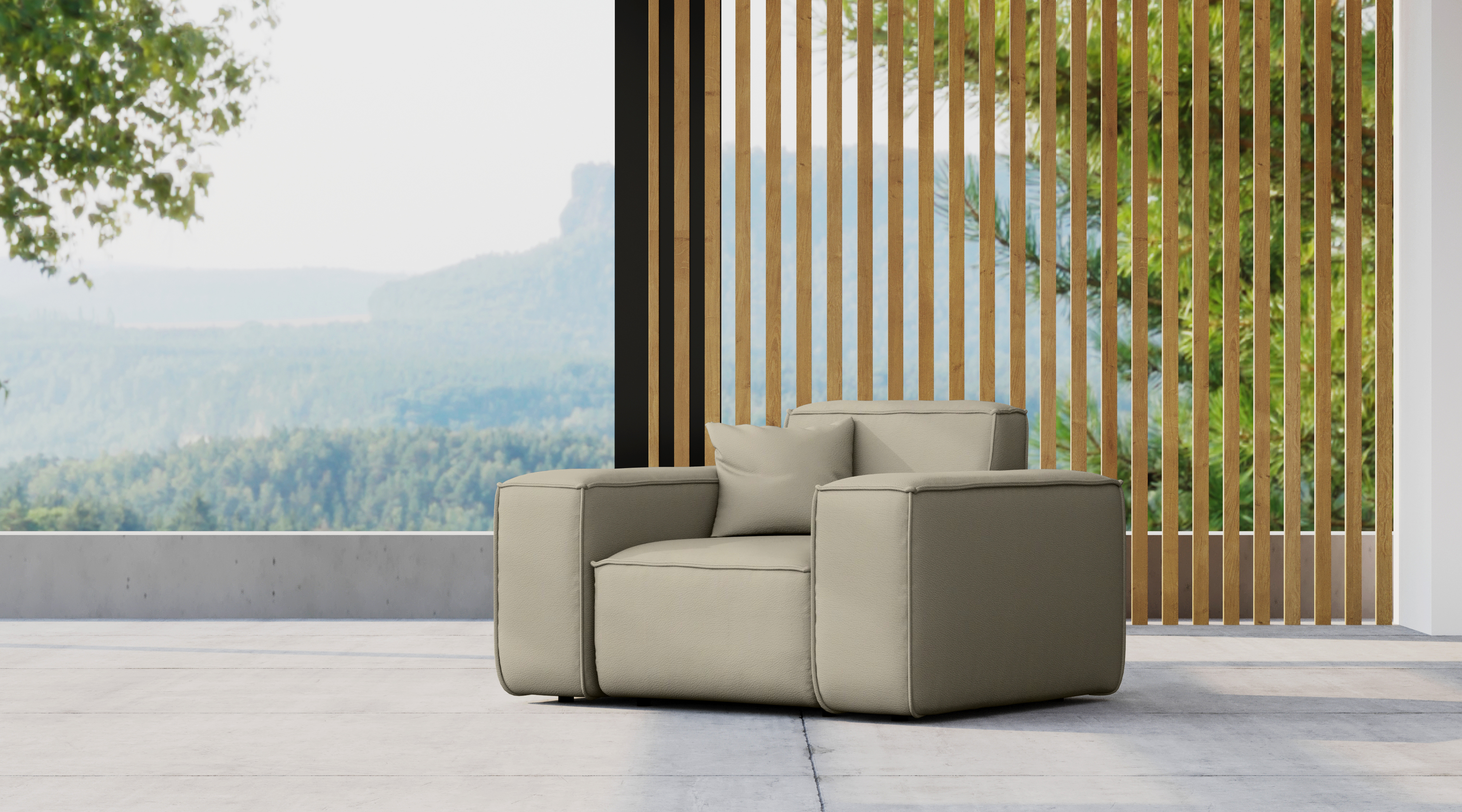 Kaiser Möbel, Sessel für den Garten MALIBU, die Terrasse, den Hof, gemütliche, ODYSSEY Dunkelbeige