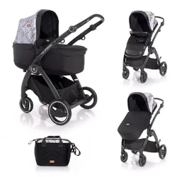 Lorelli Kinderwagen 2 in 1 California Babywanne Sportsitz Alurahmen Wickeltasche grau