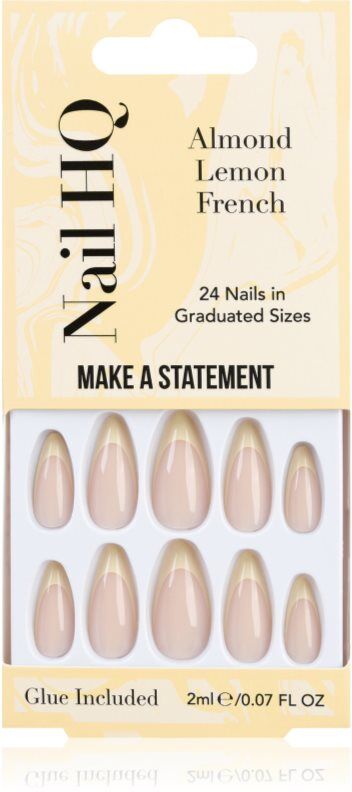 Nail HQ Almond Lemon French Faux ongles avec colle incluse 24 pcs