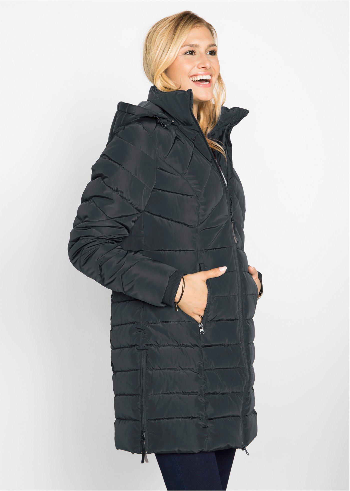 bonprix Long-Steppjacke mit Wattierung, schwarz, Gr.40, Wattierte Steppjacke in schöner Long-Form