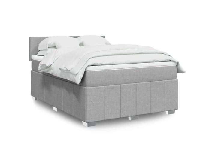 vidaXL Boxspringbett mit Matratze Hellgrau 140x200 cm Stoff