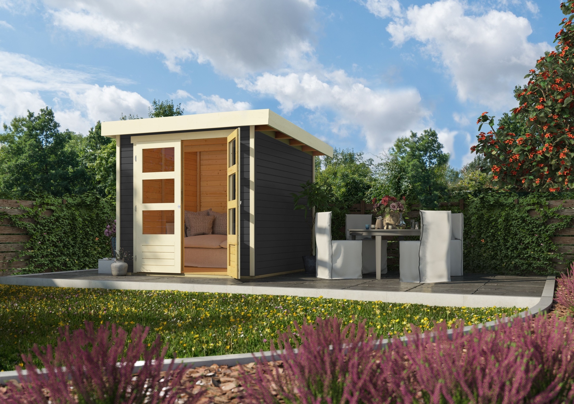 Karibu Gartenhaus Gerätehaus Askola 2 terragrau 213x217x211 cm