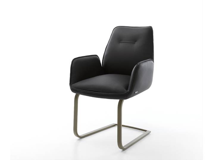 Cantilever Zoa Flex cuir de vache noir pied cantilever plat aspect titane