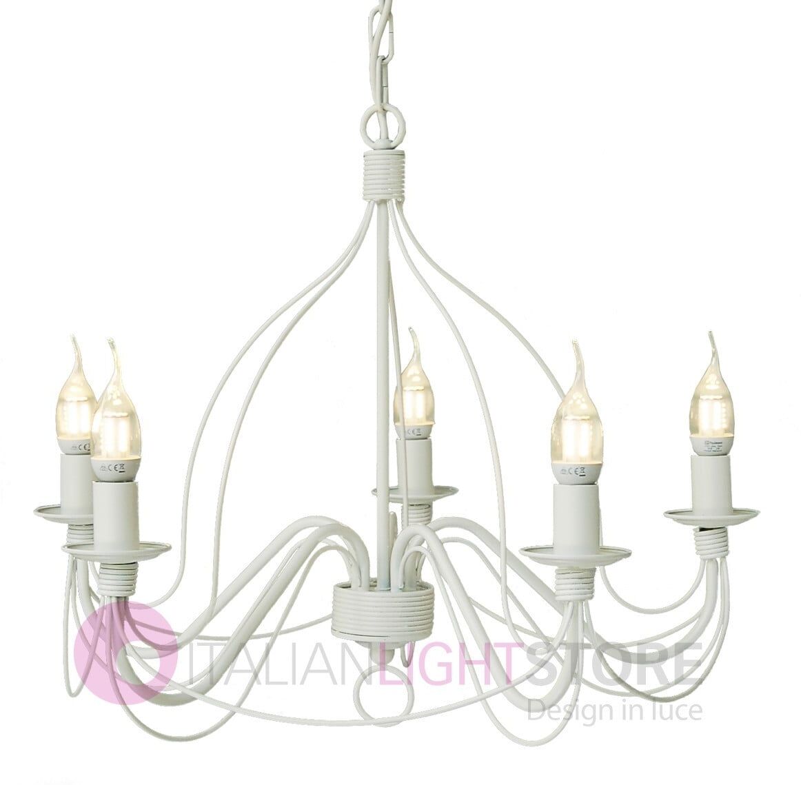 Fiammingo Lampadario Candelabro Rustico In Ferro A 5 Luci