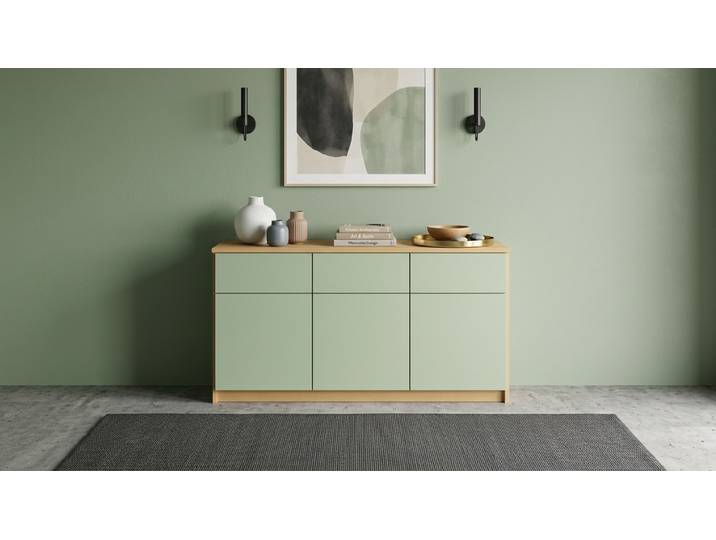 Sideboard mit grünen Türen Buche Natur geölt