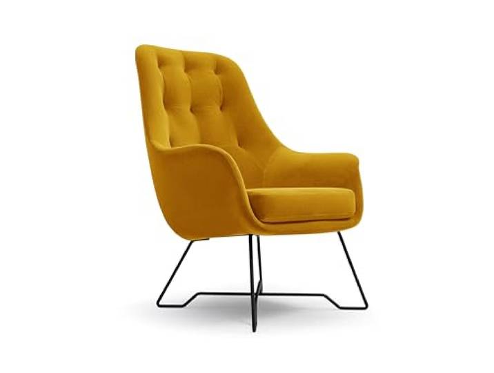Masseno Ohrensessel SEDUTA, Lounge Sessel im Modern Stil mit Armlehnen, Komfort Polsterstuhl für Esszimmer, Wohnzimmer, Bein aus Metall, Velluto 8