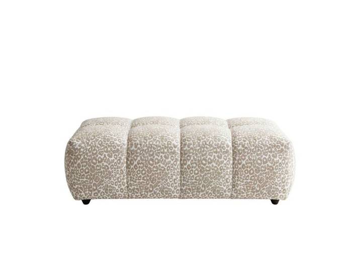 ALEXIA - Pouf en tissu imprimé animalier Beige 120x60x40