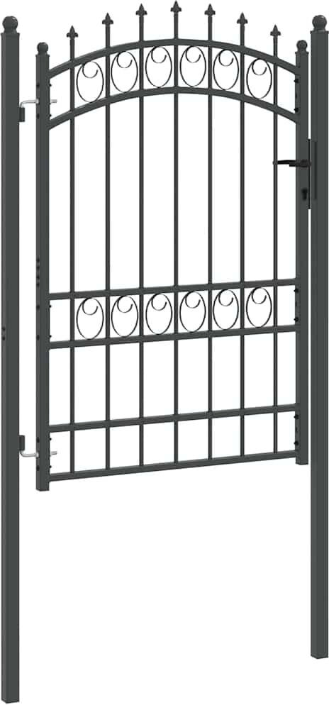 vidaXL 104 cm W Steel Gate Fencing Grey 195cm H x 104cm W