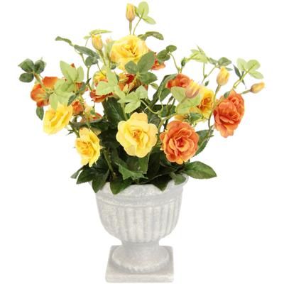 Kunstblume I.GE.A. "Rosen im Pokal", orange, B:25cm H:35cm L:25cm, Polyester, Kunstpflanzen