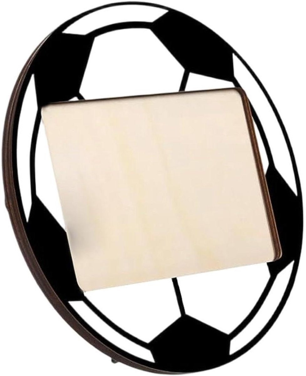 Houten fotolijst met voetbalvormig design voor sportfoto's, houtkleur, 20,5 cm