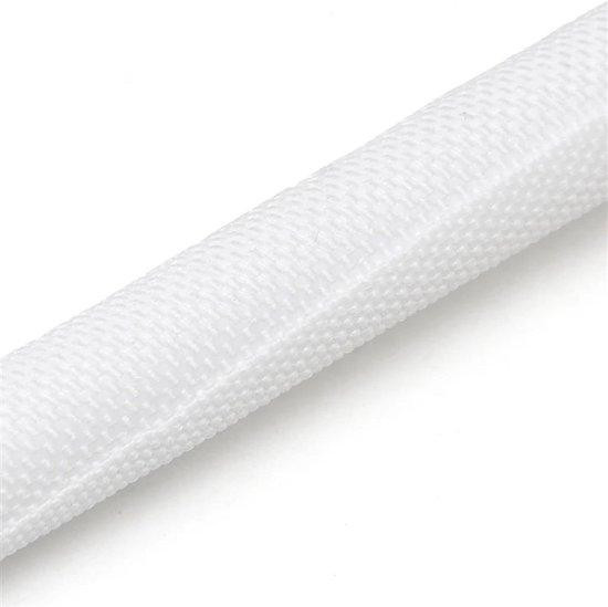 Zelfsluitende gevlochten kabelslang voor kabelmanagement - Wit - 5 meter