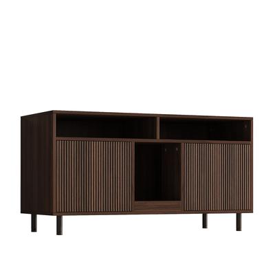 Merax Haustierfreundliche Kommode mit Katzentoiletten-Schrank, integrierte Sandauffangmatte, Sideboard / TV-Schrank, 120x50x66 cm, Nussbaum