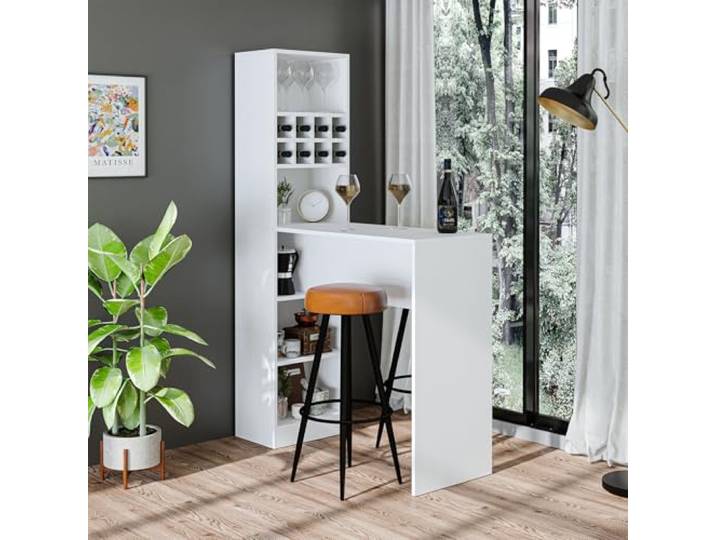 ROOMART Bartisch DUBLIN 180 x 120 x 50 cm – Bistro- & Küchentisch Weiß, Bartisch, E1-Melaminharzplatten