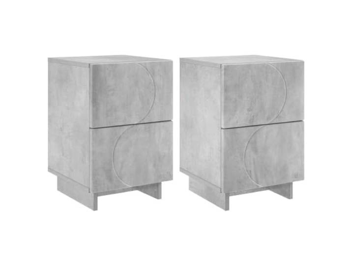 Favemtsl Nachttisch 2er Set Betongrau 33.5x34.5x50 cm Holzwerkstoff Moderner Beistelltisch 2er Set für Schlafzimmer und Wohnzimmer, flexible Schubladenmontage und pflegeleichte Oberfläche.