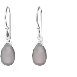 LEAF - OHRRINGE TROPFEN - Grauer Achat - silber