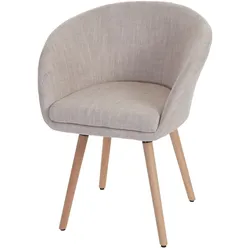 Décoshop26 - Retro-Esszimmer-/Küchenstuhl im skandinavischen Design cremefarben-grauer Stoffbezug helle Holzbeine 04_0002377