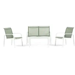 RATTATAN Gartenlounge Set mit 2-Sitzer Sofa, 2 Sesseln und Tisch aus Aluminium und Textilene für Terrasse Balkon Veranda - Ischia