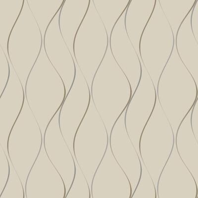York Wallcoverings Wavy Stripe Beige Metallic Wallpaper