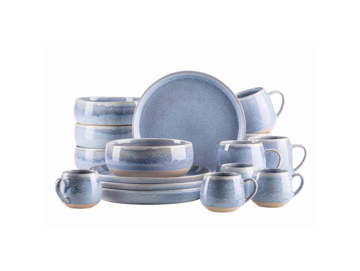 Mäser Frühstücksservice Aquata, Blau, Braun, Keramik, 16-teilig, 350 ml, Essen & Trinken, Geschirr, Geschirr-Sets, Kaffeeservice