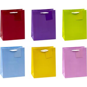 TSI Geschenktüte 86011, Trendfarben, Geschenktasche, 18 x 23cm, sortiert, 12 Stück