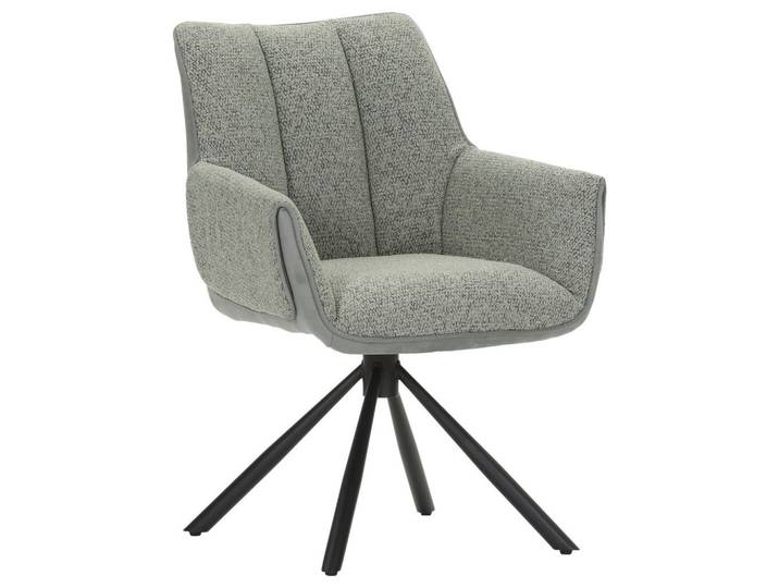 Novel Armlehnstuhl, Salbeigrün, Textil, Sternfuss, 62x87x64 cm, Wippfunktion, Sitzfläche 360° drehbar, automatische Rückholfunktion, Esszimmer, Stuhl, Polsterstühle