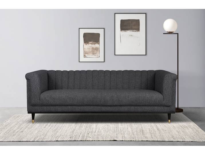 3-Sitzer HOME AFFAIRE Chamby , grau (dunkelgrau), B:210cm H:71cm T:85cm, 100% Polyester;Samtoptik (100% Polyester), Scheuertouren >100.000, Pilling: 5, Sofas, 3-Sitzer, mit Holzrahmen unten und Steppung im Lehnenbereich