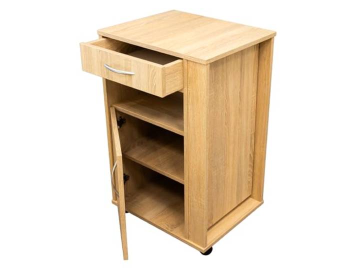 KESSLER PRO Nachttisch-Tisch Mit Schublade, Rollen, Sonoma Eiche Spanplatte, Pflegebedarf Krankenhäuser, Seniorenheime, Mobilität, Stauraum, abschließbar, Pflegeleicht, Reha, Pflegezimmer