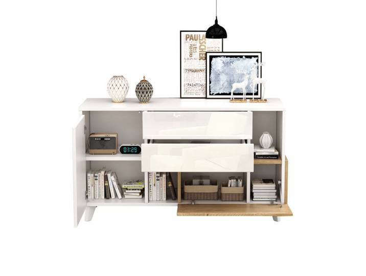 Buffet - Moderne - 130x40x70cm - 2 portes - 2 tiroirs