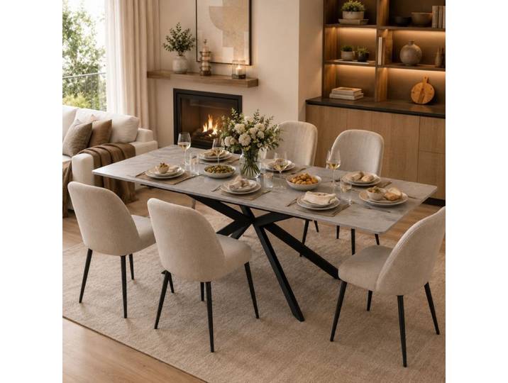 Table de cuisine - Table salon cuisine - plateau rectangulaire - MDF - 180 x 70 x 75.5 cm - Noir
