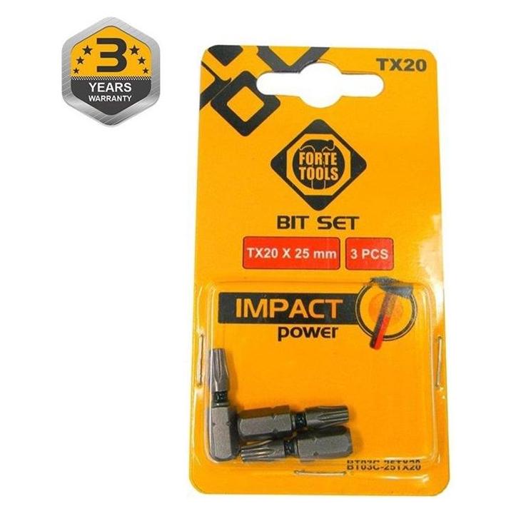 Forte tools IMPACT SCREWDRIVER BIT TX20X25MM 3PCS (33045554)