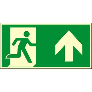 Abtec Hinweisschild ISO 7010 E001+E005 Kunststoff, 30 x 15 cm, langnachleuchtend Notausgang geradeaus
