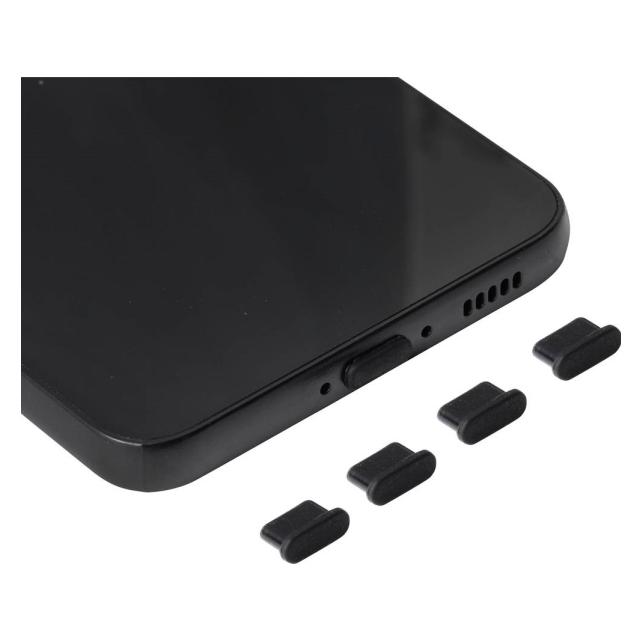 Renkforce USB-C Staubschutzstecker für Mobilgeräte, schwarz, 4 Stück/Set, Schwa (RF-7260820)