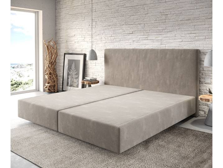 Boxspringgestell Dream-Well Mikrofaser Beige 200x200 cm, Boxspringbetten