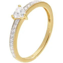 GLIZZ GL1189 Verlobungsring 333/8K Gelbgold mit Zirkonia Herz, 52/16,6