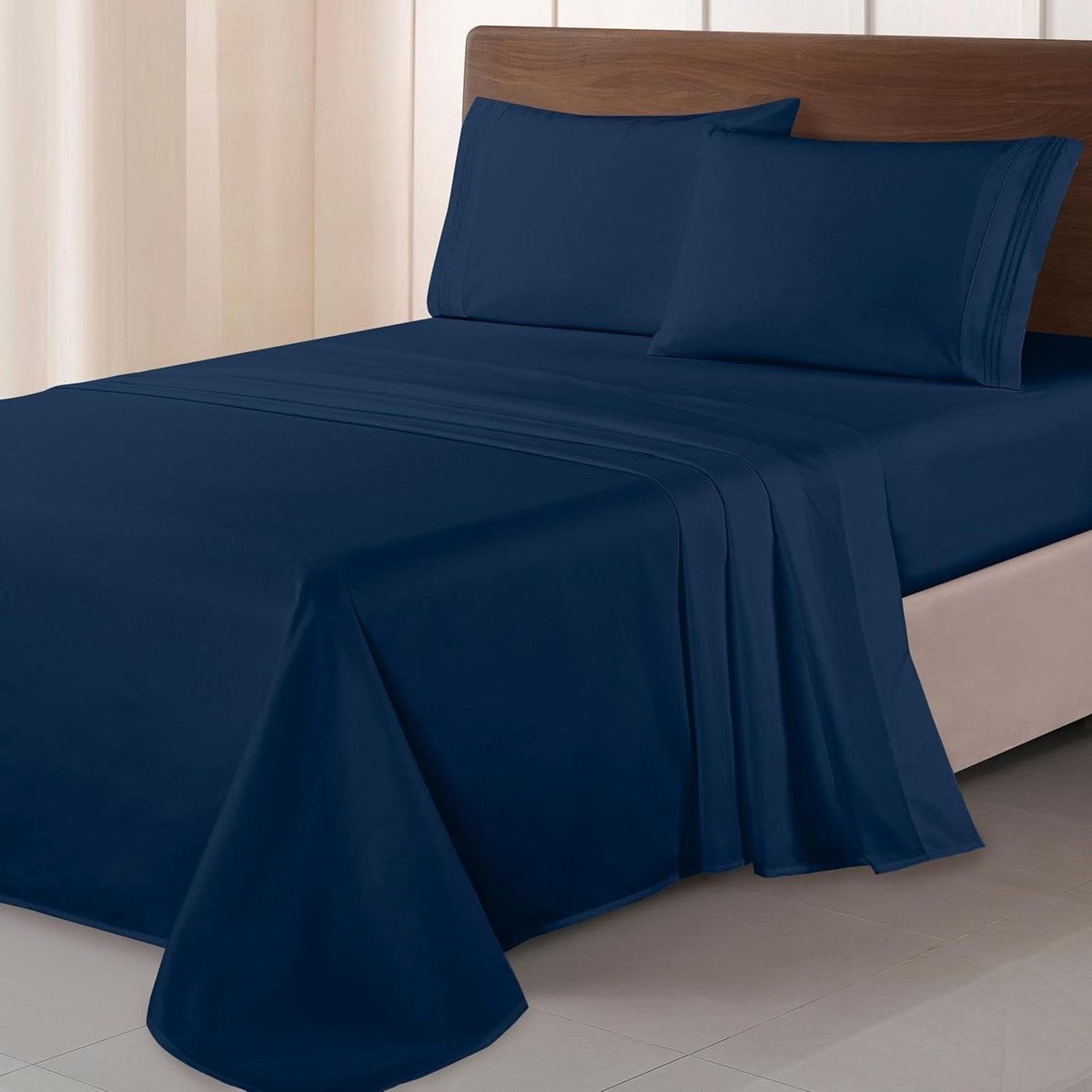 Luxe Kreukvrije Microvezel Lakenset Queensize - Marineblauw