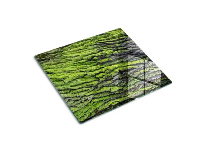Glasschneidebrett 60x52 cm Antibakteriell Dünn Glasplatte für die Küche Rutschfest Silikonfüße Dekorativ Plastikfrei Gehärtetes Glas Hitzebeständig Lebensmittelecht - Baumrinde