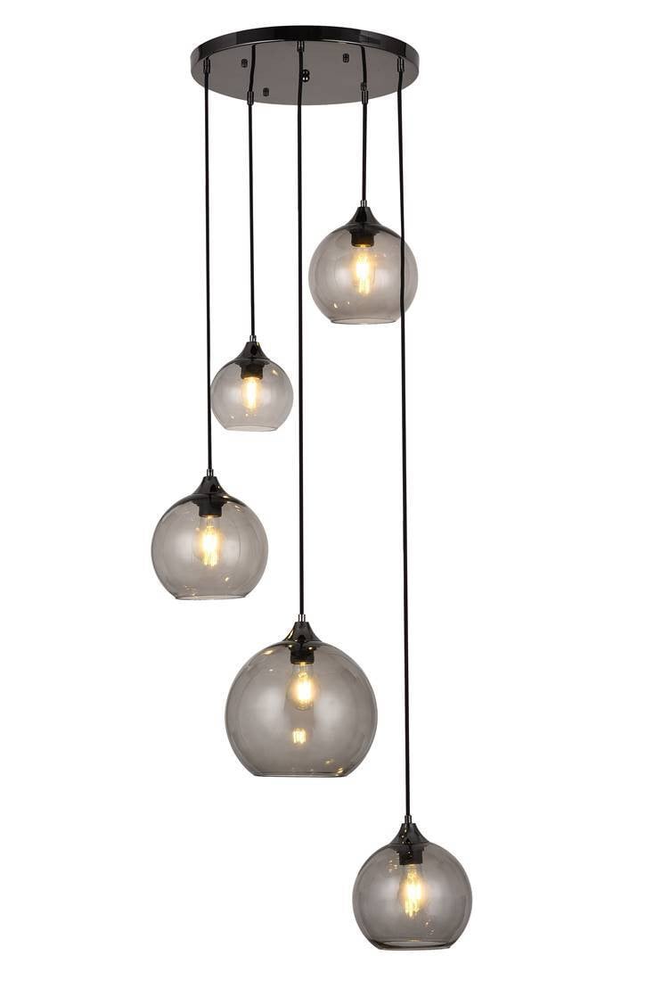 Rabalux Tanesha 6440 Hanglamp, 5-lampig, Zwart, Metaal en Glas, E27