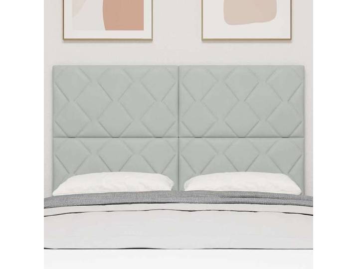 LED - Gris clair - Tête de lit LED - Contemporain - Gris clair 160 cm - Velours - Panneau de lit{6048}
