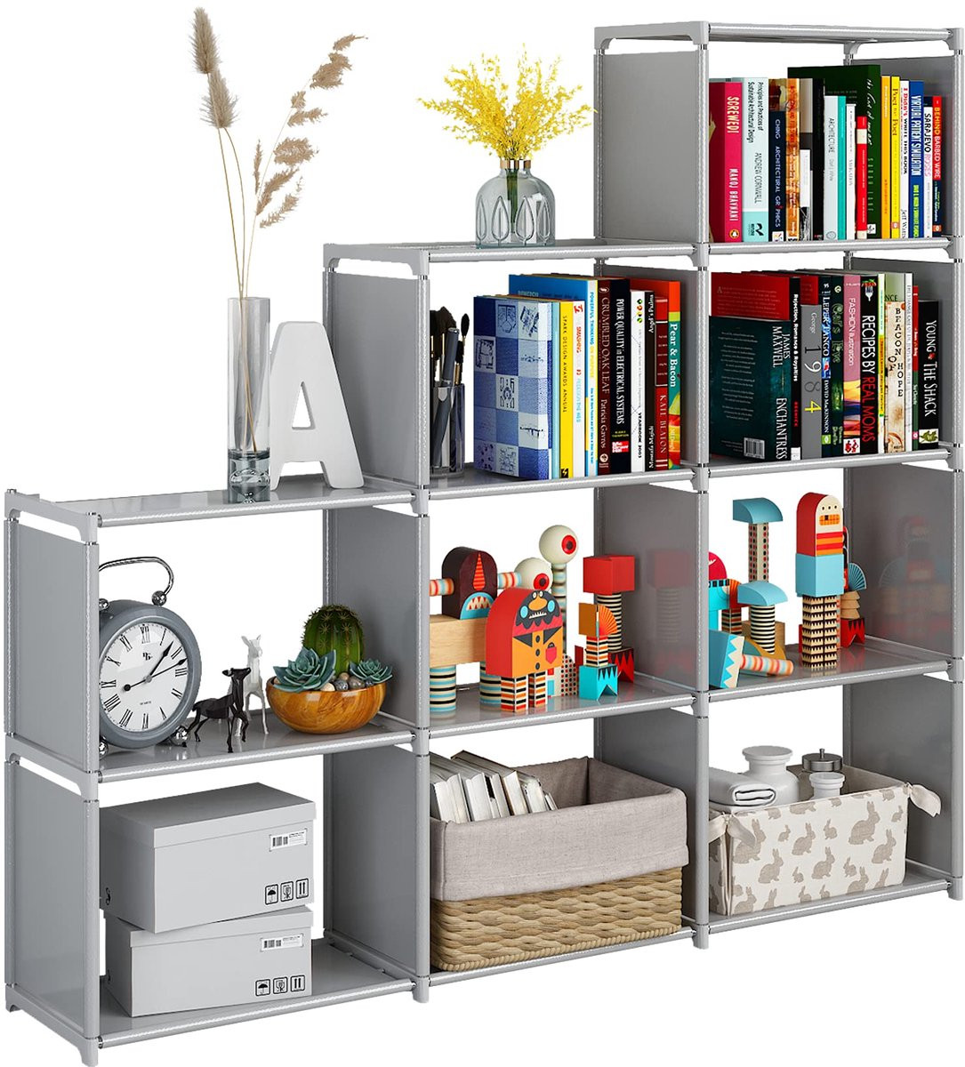 Multifunctionele Boekenkast met 9 Cubes - Grijs