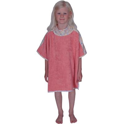 Badeponcho WÖRNER "Vogel", orange (koralle), L:60cm, Baumwoll-Webfrottier, Hausmäntel, Außenseite Kapuze und Schulteraufsatz aus bedrucktem Single-Jersey
