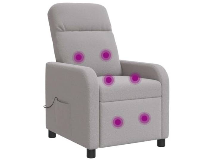 NLQMSU Massagesessel, neigbar, hellgrau, aus Stoff 6 Massagepunkte, Fernbedienung, Neigung 115° bis 160°, flache Armlehne, stabile Beine, Schaumstoff und Faser