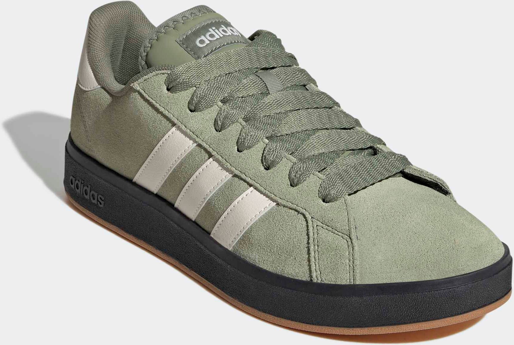 Sneaker ADIDAS SPORTSWEAR "GRAND COURT BASE 00S", Herren, Gr. 40, grün (tent grün, sanftes weiß, core schwarz), Leder, Synthetik, Schuhe Sneaker, Design auf den Spuren des adidas Campus 00 tent grün, sanftes weiß, core schwarz 40