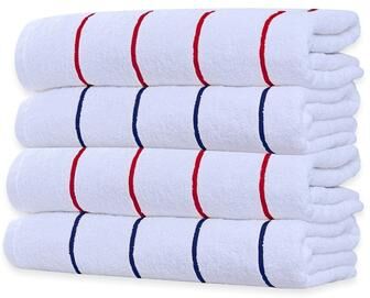 Pure Cotton Beach Towel Cabana Striped by Ample Decor- Set of 4 - 30 X 68 Inch