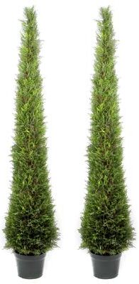 Admired by Nature 6-foot Artificial Cypress Topiary in Resin Pot (Set of 2) - GTR4630-NATURAL-2