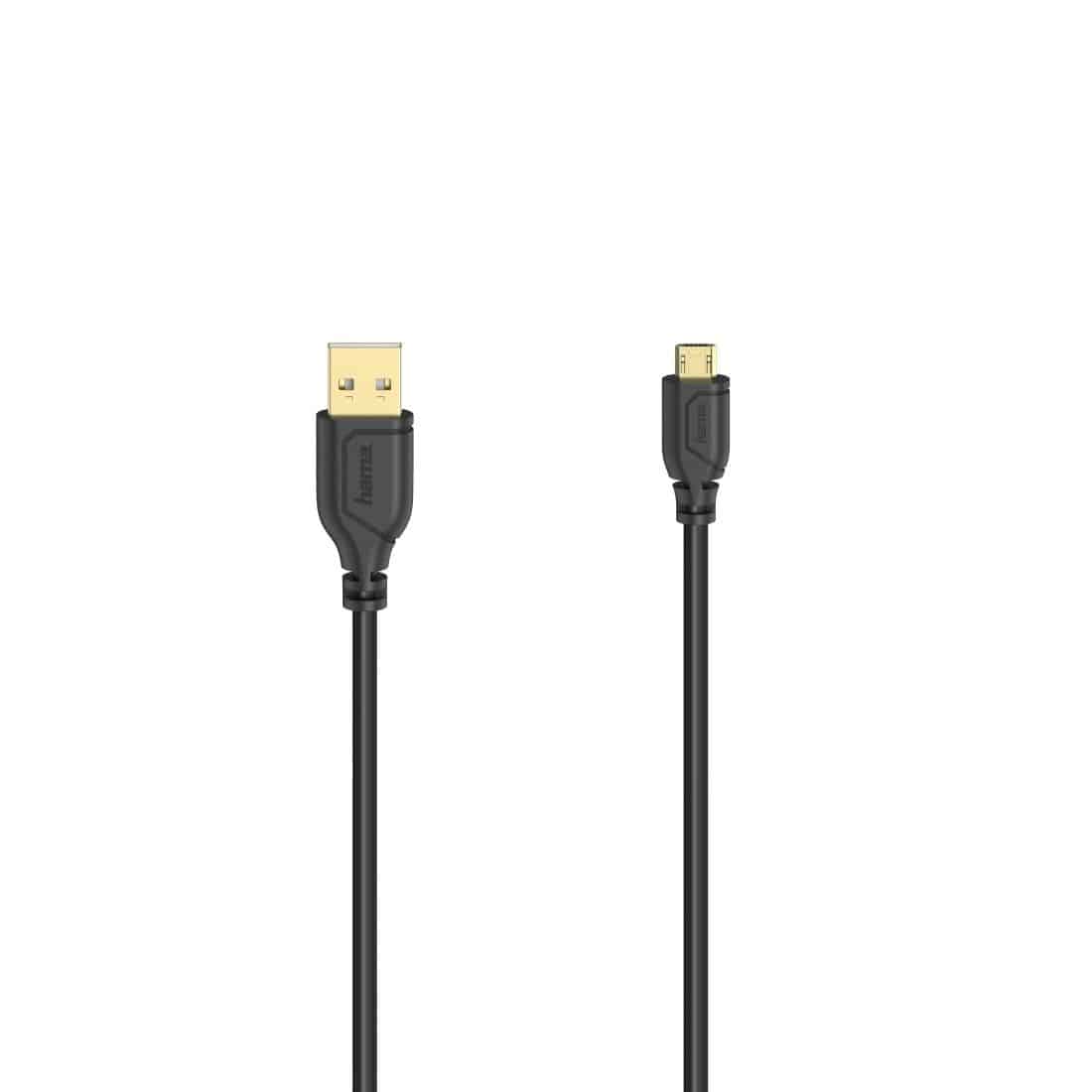 Hama 0,48 Gbit/s Stecker Micro-USB A auf USB A 0,75 m 200610 Flexi-Slim (Schwarz) 00200610